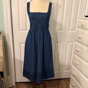 Lone Star Blue Denim Midi Dress Sz M, 100% Cotton